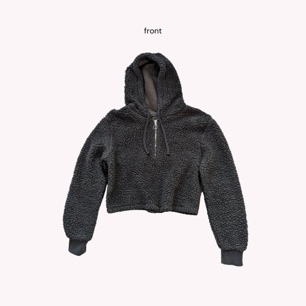 cotton on fluffy gray quarter zip hoodie | womens hoodies outerwear sweatshirt